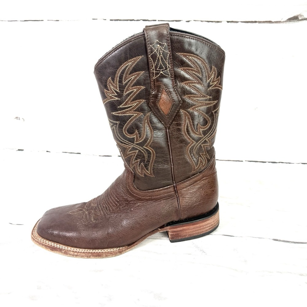 JB Dillon Boots Women's 6D Brown Ostrich Cowboy Western Square Toe Pull On